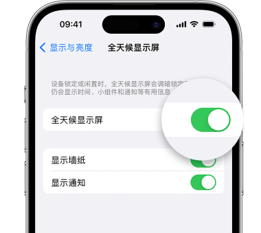 萍乡苹果15预约维修分享iPhone15如何设置全天候显示屏幕可见 